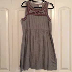 Old Navy Dress- gray, black and red embroidery